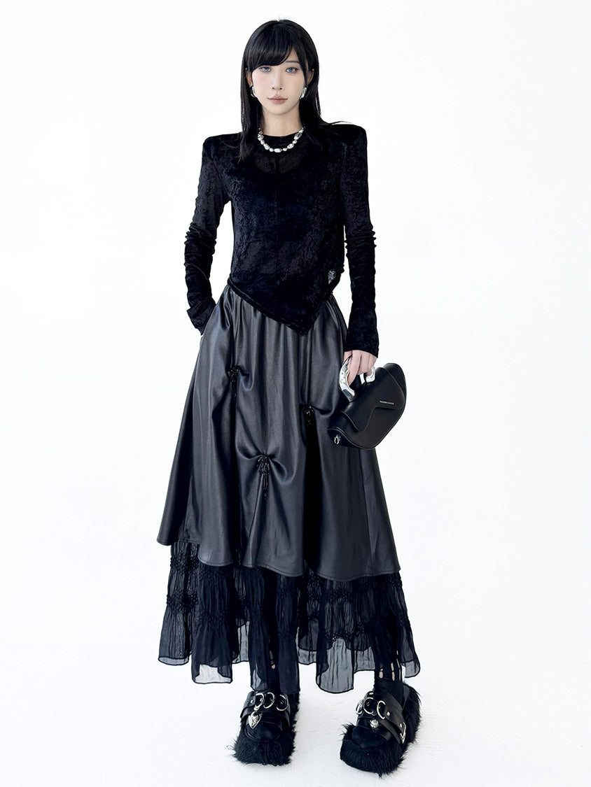 Mesh stitch top and skirt