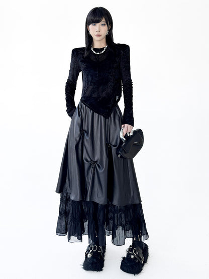 Mesh stitch top and skirt