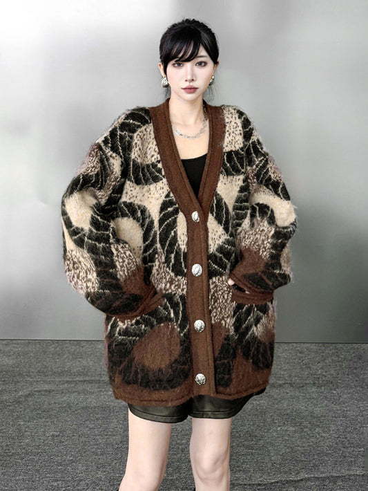 アブストラクトジャカードカーディガン