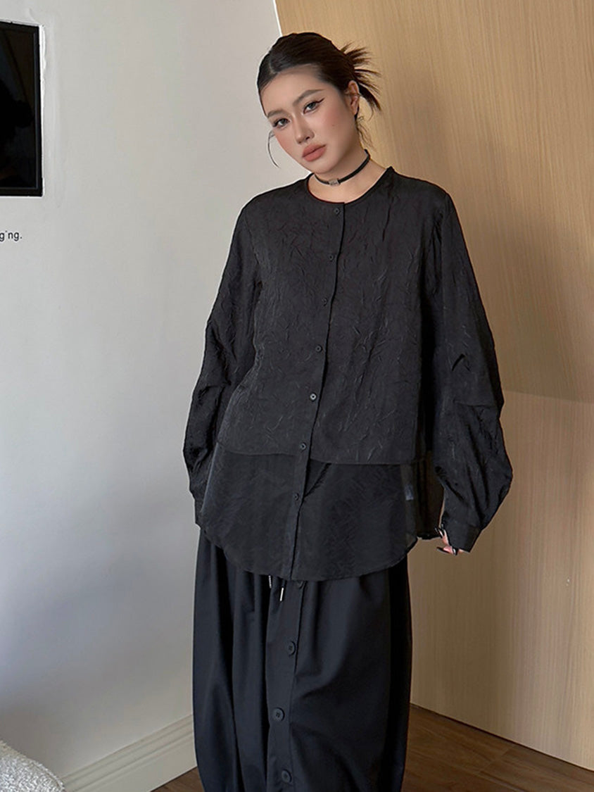 クラッシュシアーレイヤードブラウス