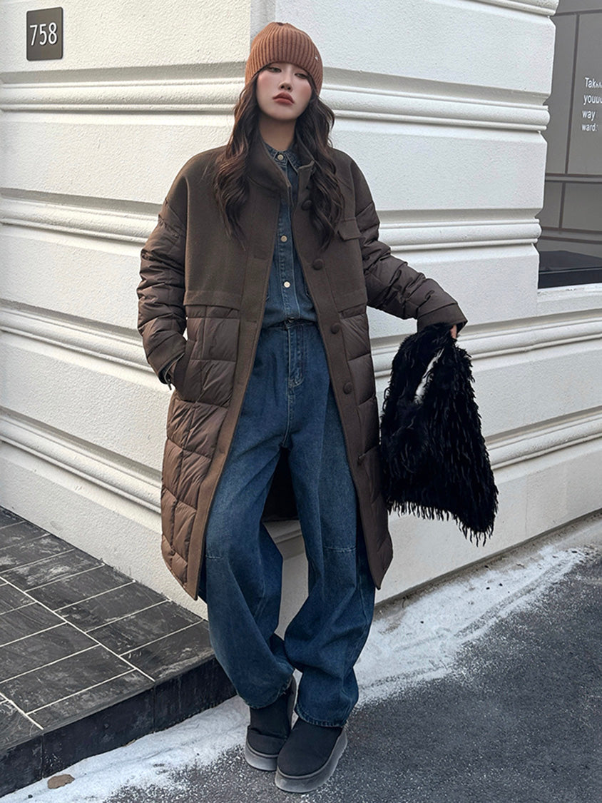 ブロックキルトダウンコート