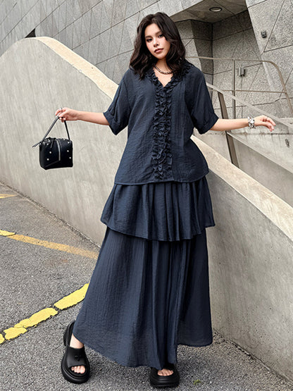Mesh stitch top and skirt