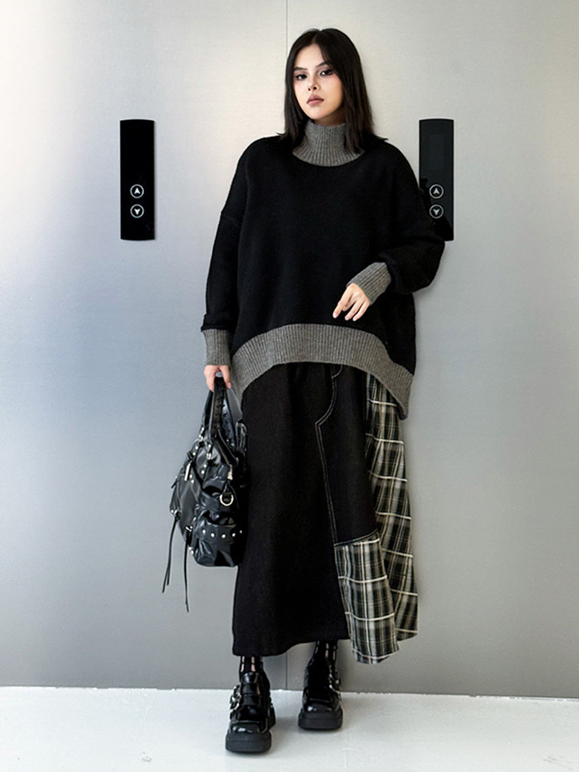 ダブルネックルーズトップス