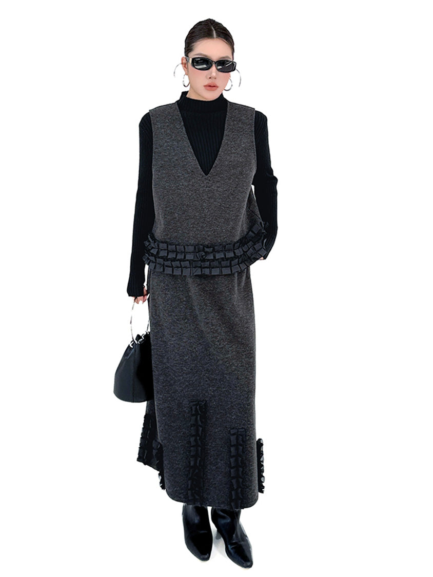 Mesh stitch top and skirt
