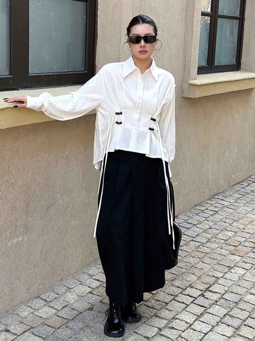 リネンブレンドギャザーブラウス