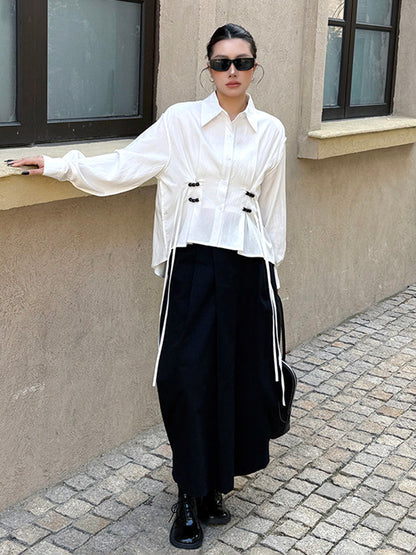 リネンブレンドギャザーブラウス