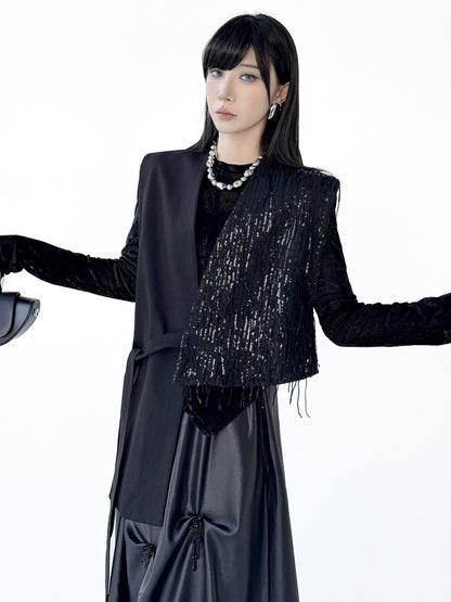 グリッターフリンジラップベスト