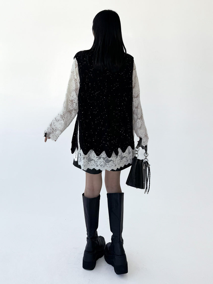 Mesh stitch top and skirt