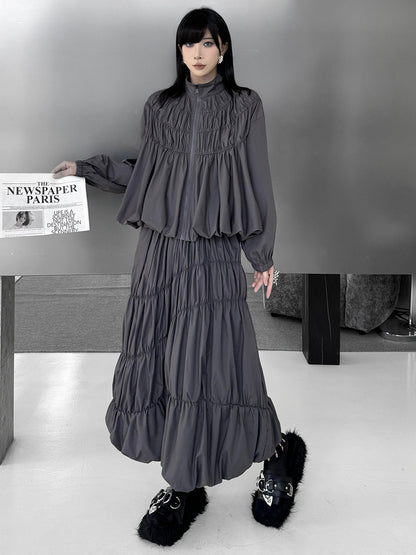 Mesh stitch top and skirt