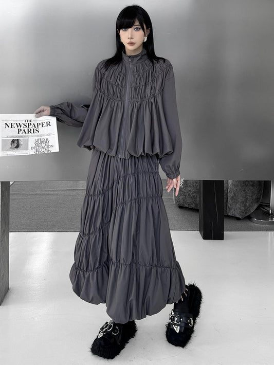 Mesh stitch top and skirt