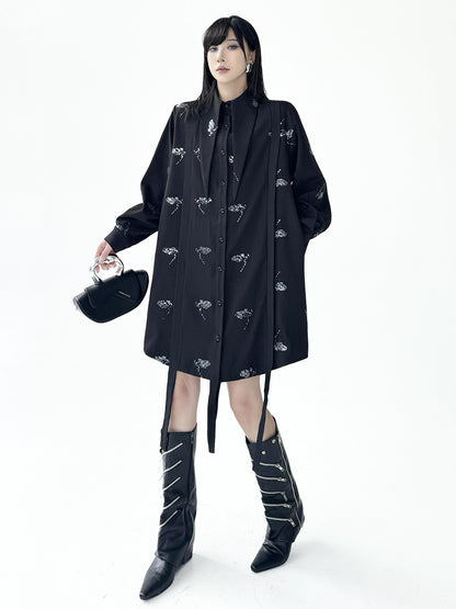 スパークルフローラルロングブラウス