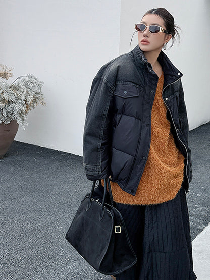 デニムコンビネーションパファージャケット