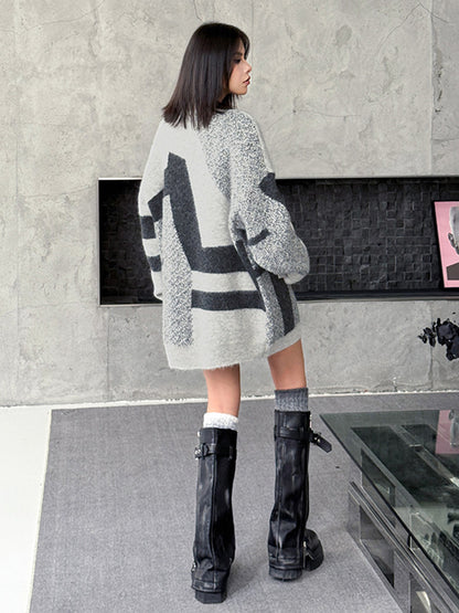 ジオメトリックニットトップ