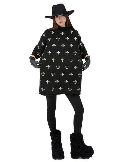 クロスパターンニットトップ