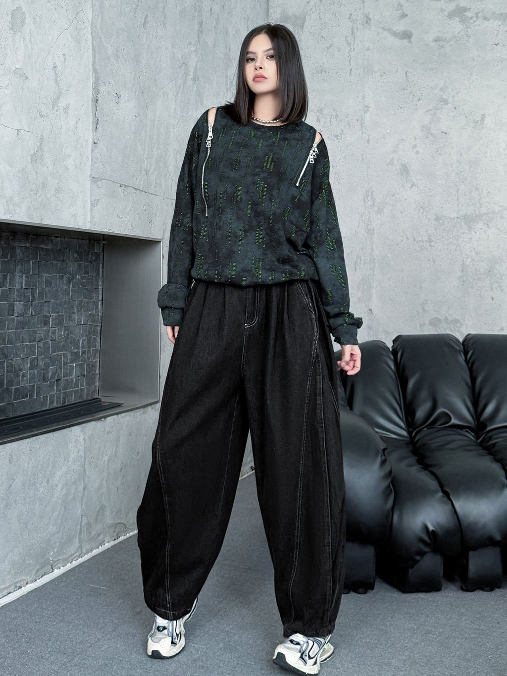 ウォッシュデニムワイドパンツ