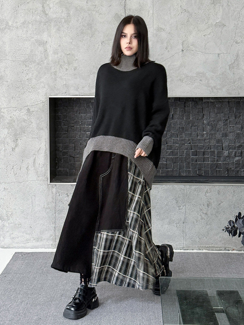 ダブルネックルーズトップス