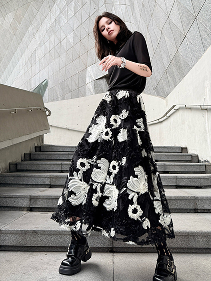 Mesh stitch top and skirt