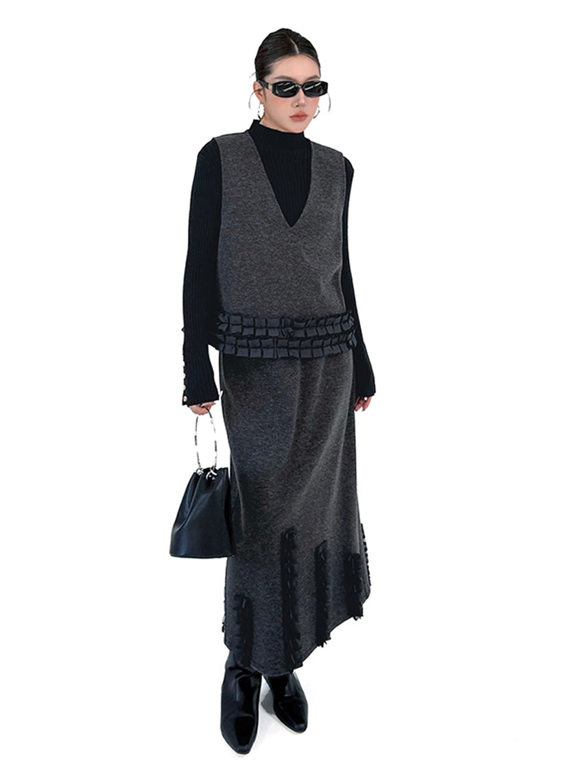 Mesh stitch top and skirt