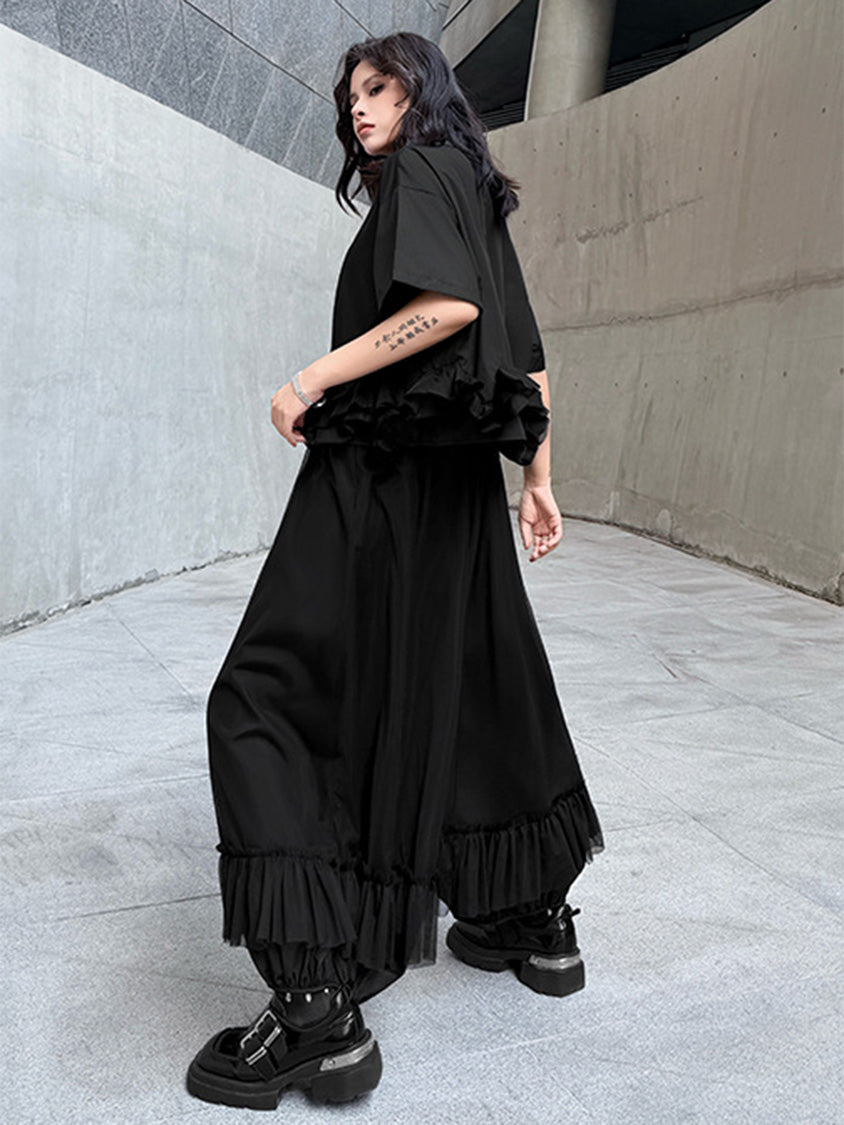 Mesh stitch top and skirt