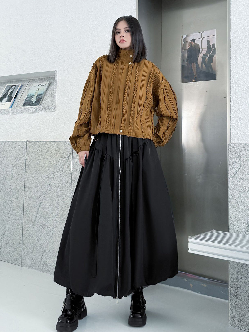 Mesh stitch top and skirt