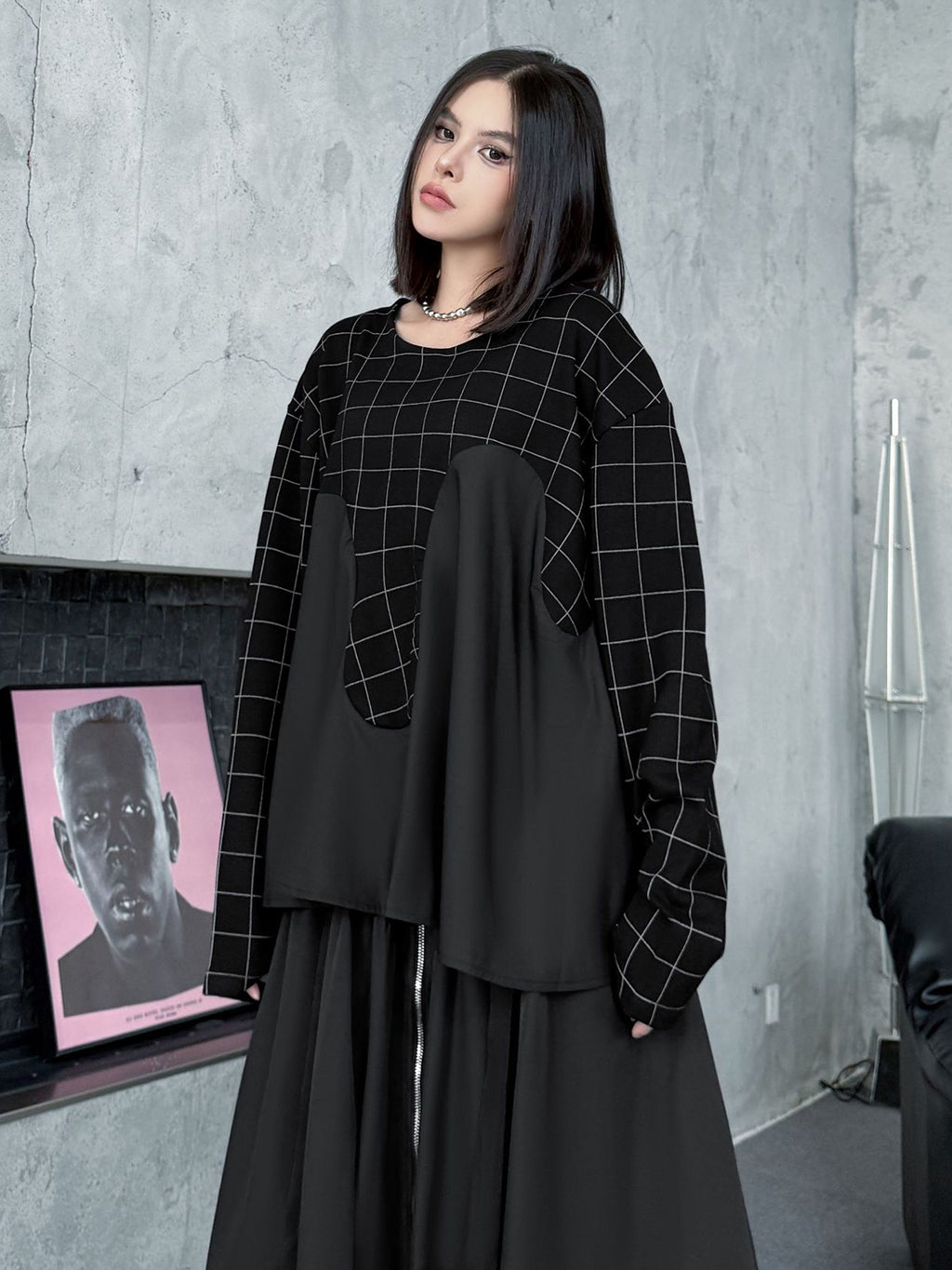 グリッドコンビネーショントップス