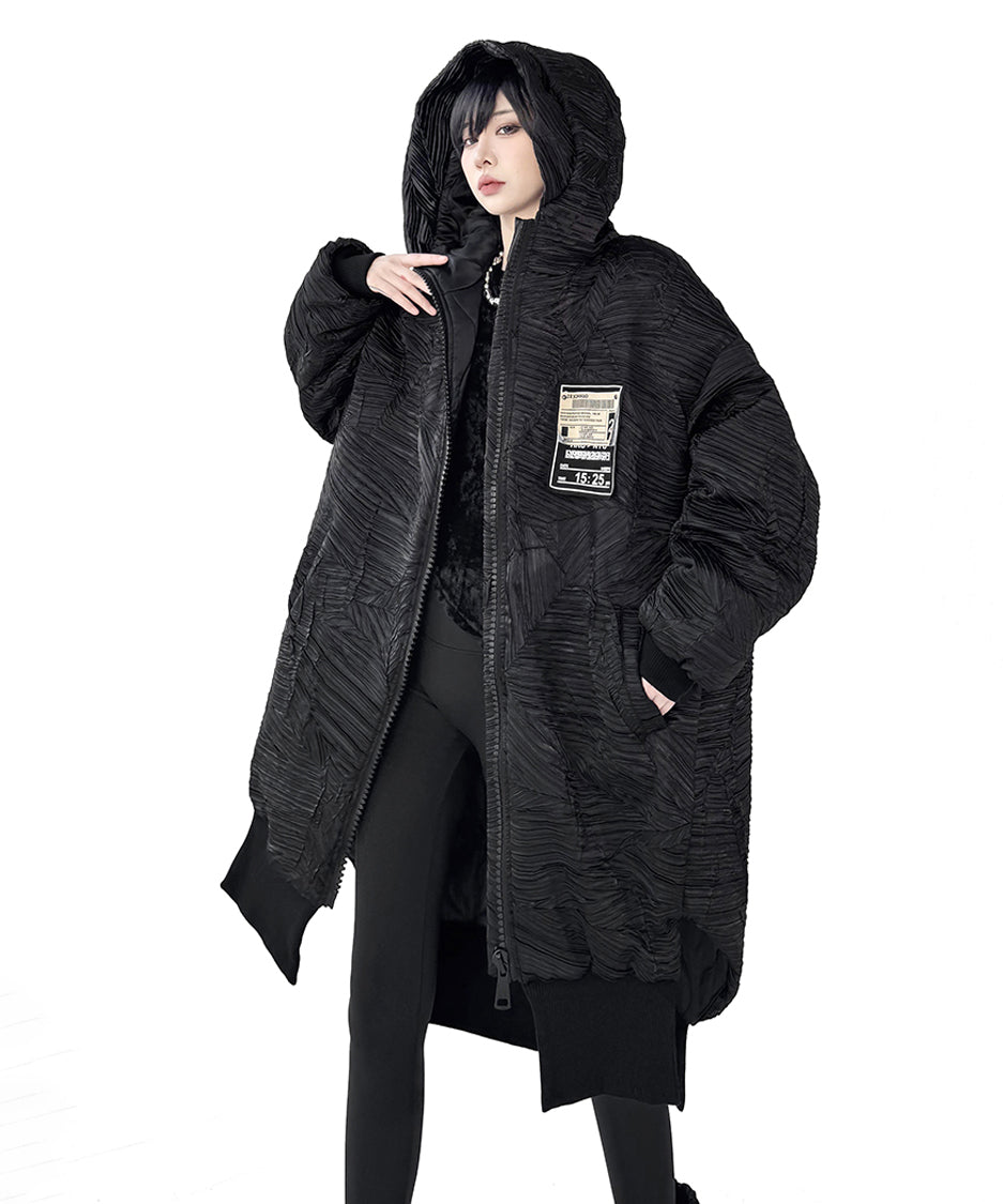 テクスチャーフーデッドブルゾン