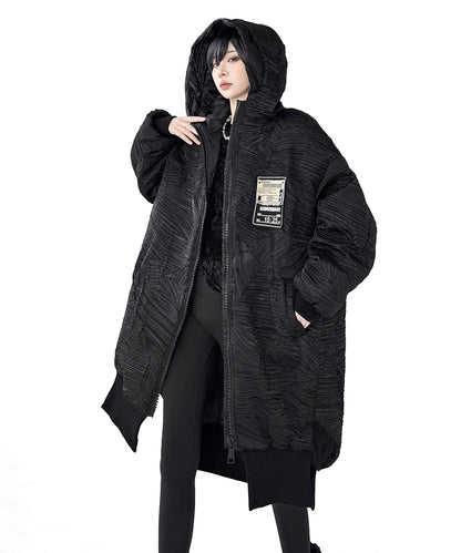 テクスチャーフーデッドブルゾン