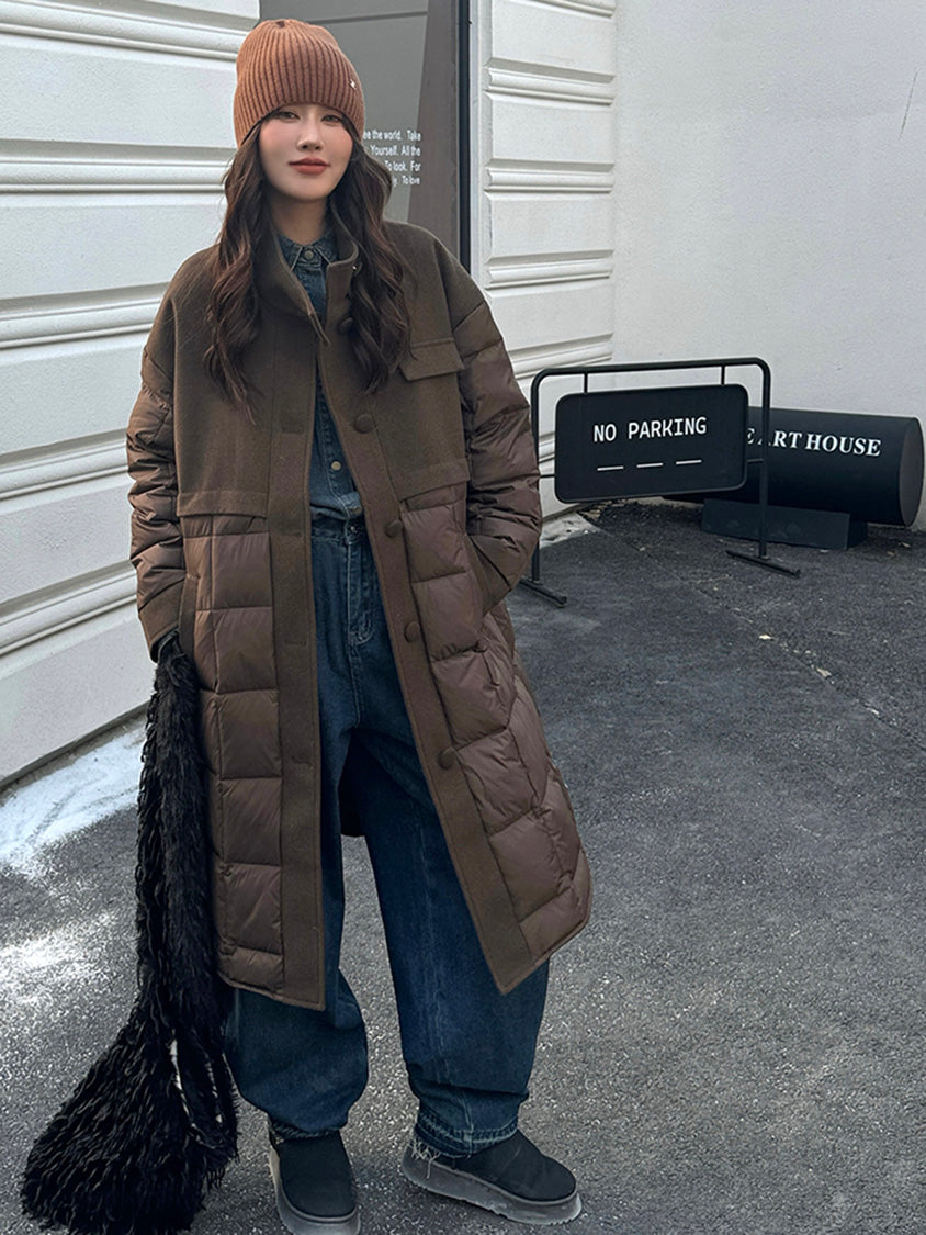 ブロックキルトダウンコート