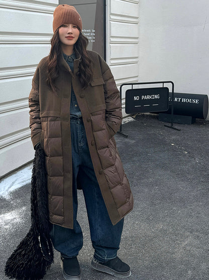 ブロックキルトダウンコート