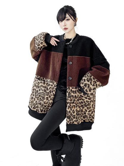 ブロックレオパードボアジャケット
