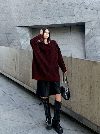 ジオメトリックニットプルオーバー