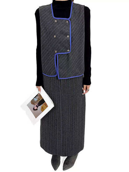 ストライプベストトップ＆ロングスカート