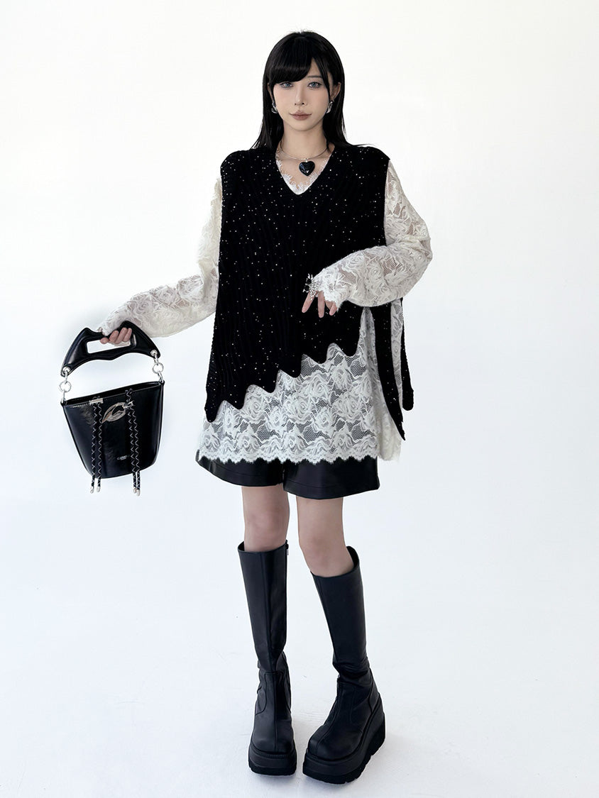 Mesh stitch top and skirt