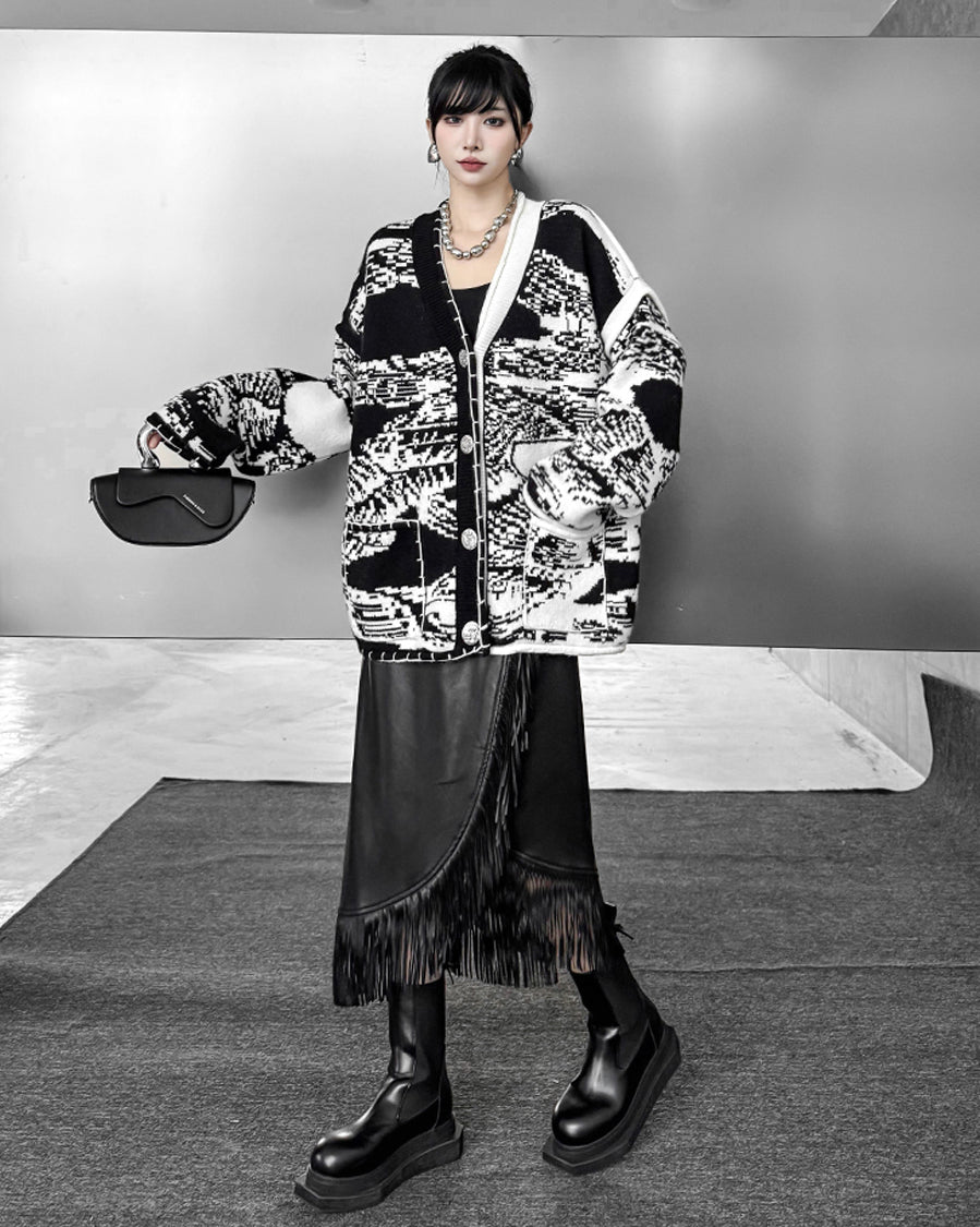 グラフィックジャカードカーディガン