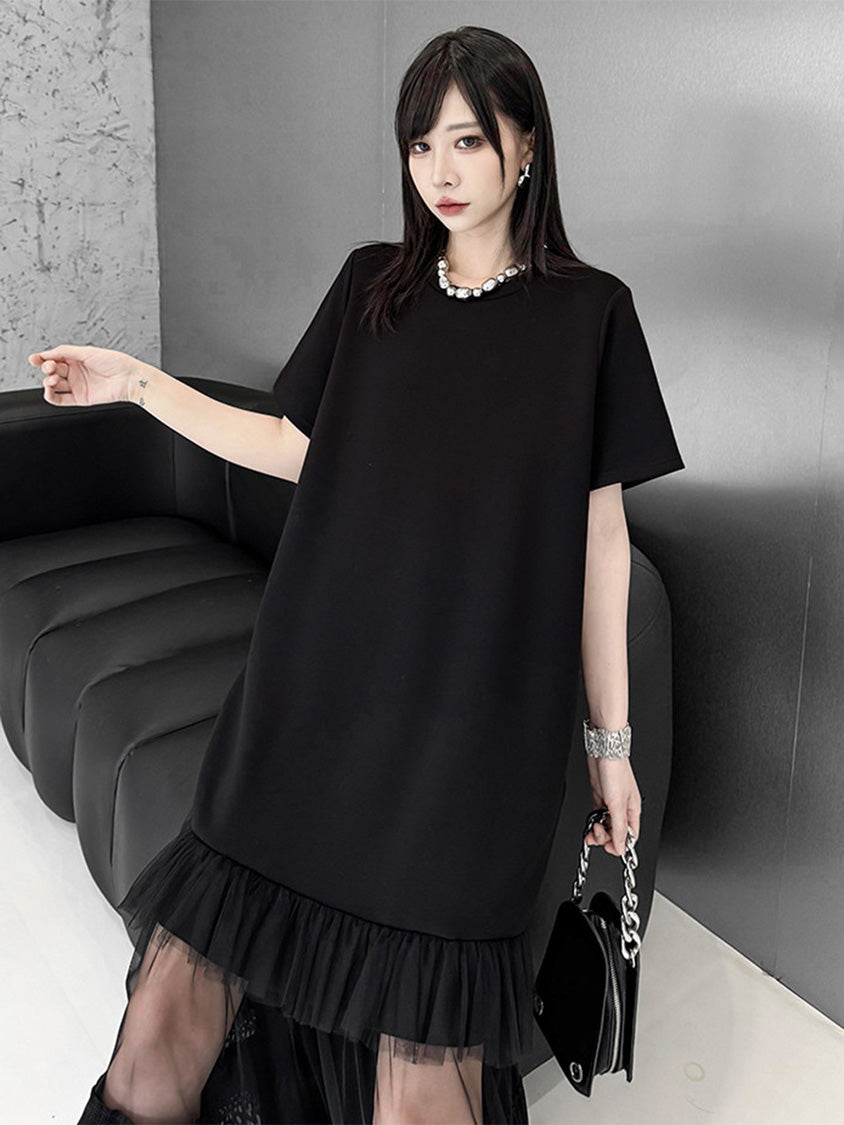 レイヤードチュールフリンジドレス