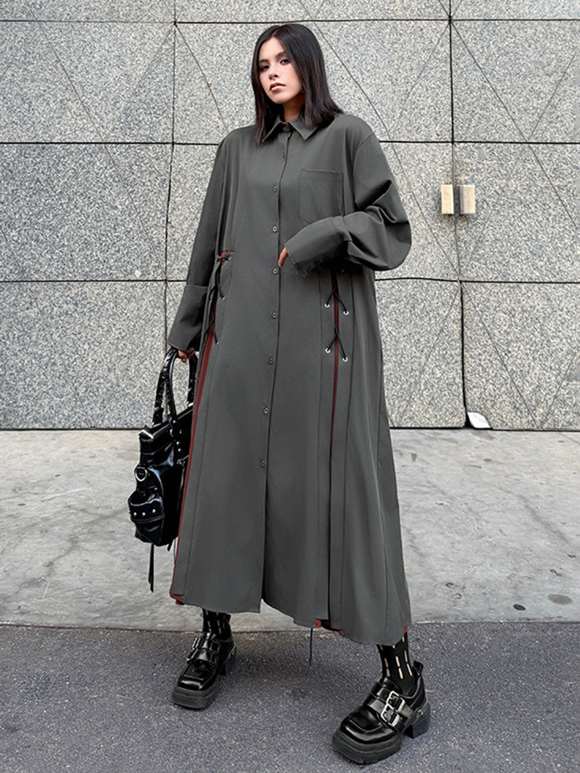 サイドレースアップシャツドレス