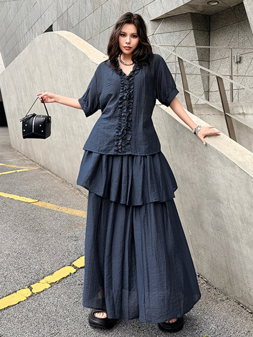 Mesh stitch top and skirt