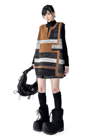 ジオブロックニットベスト