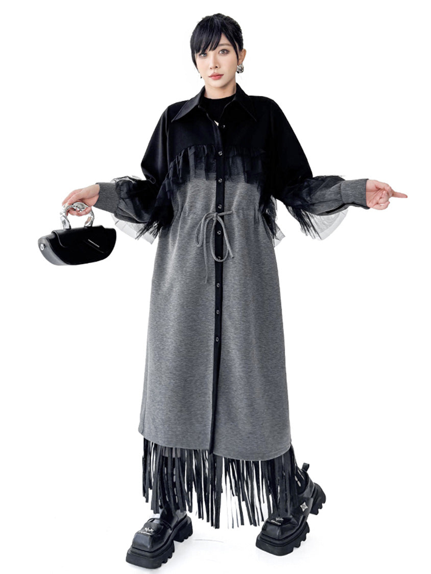 チュールレイヤードシャツコート