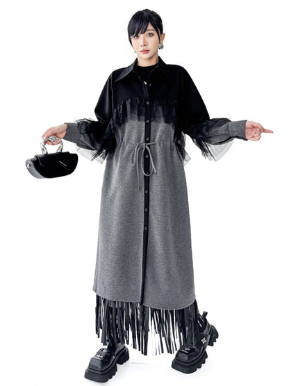 チュールレイヤードシャツコート