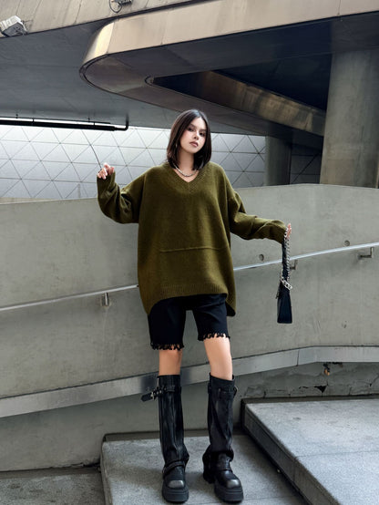 Vネックオーバーセーター