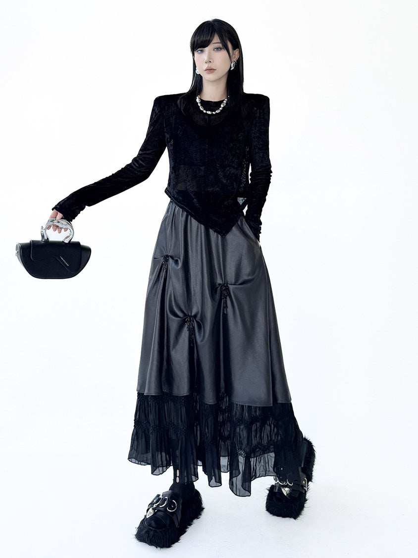 Mesh stitch top and skirt