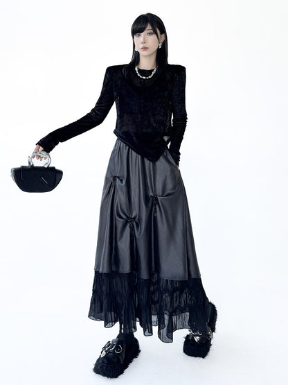 Mesh stitch top and skirt