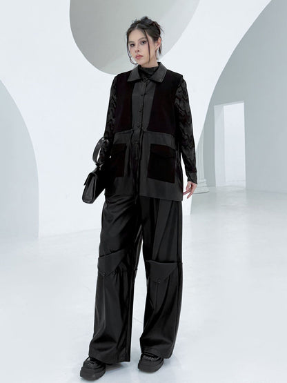 Scarf tie blouse and denim pants series 
