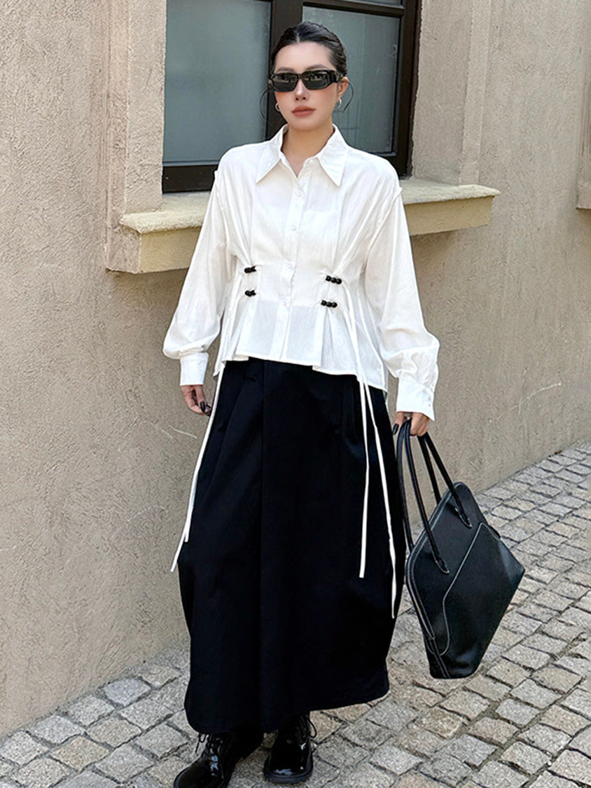 リネンブレンドギャザーブラウス