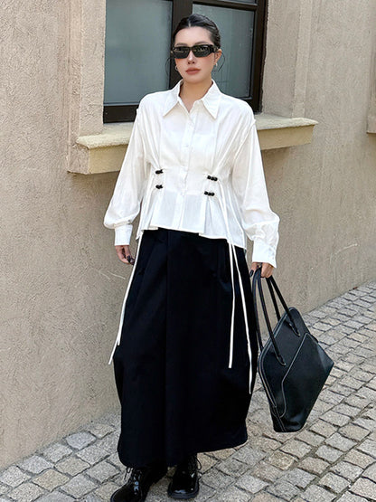 リネンブレンドギャザーブラウス