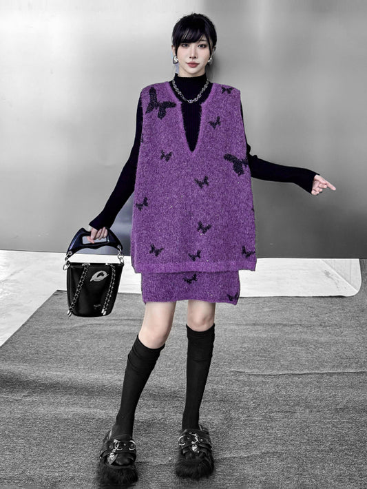 バタフライニットベスト＆スカート