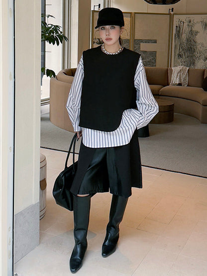 ストライプレイヤードモードブラウス