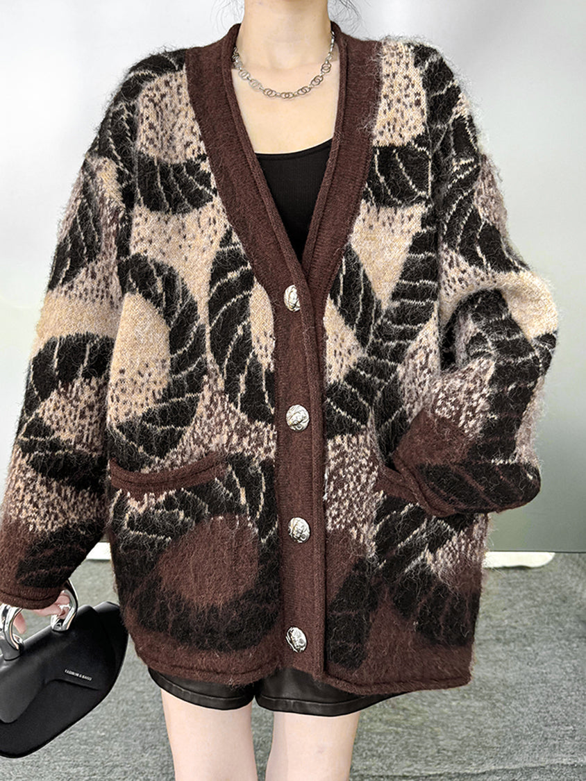 アブストラクトジャカードカーディガン