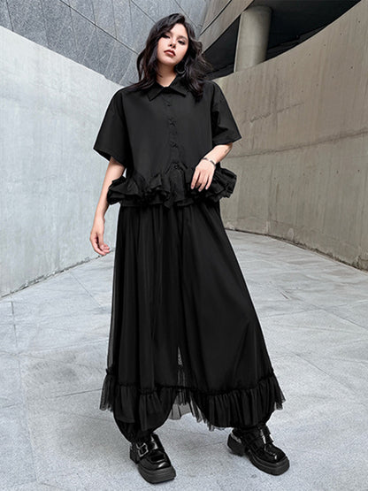 Mesh stitch top and skirt